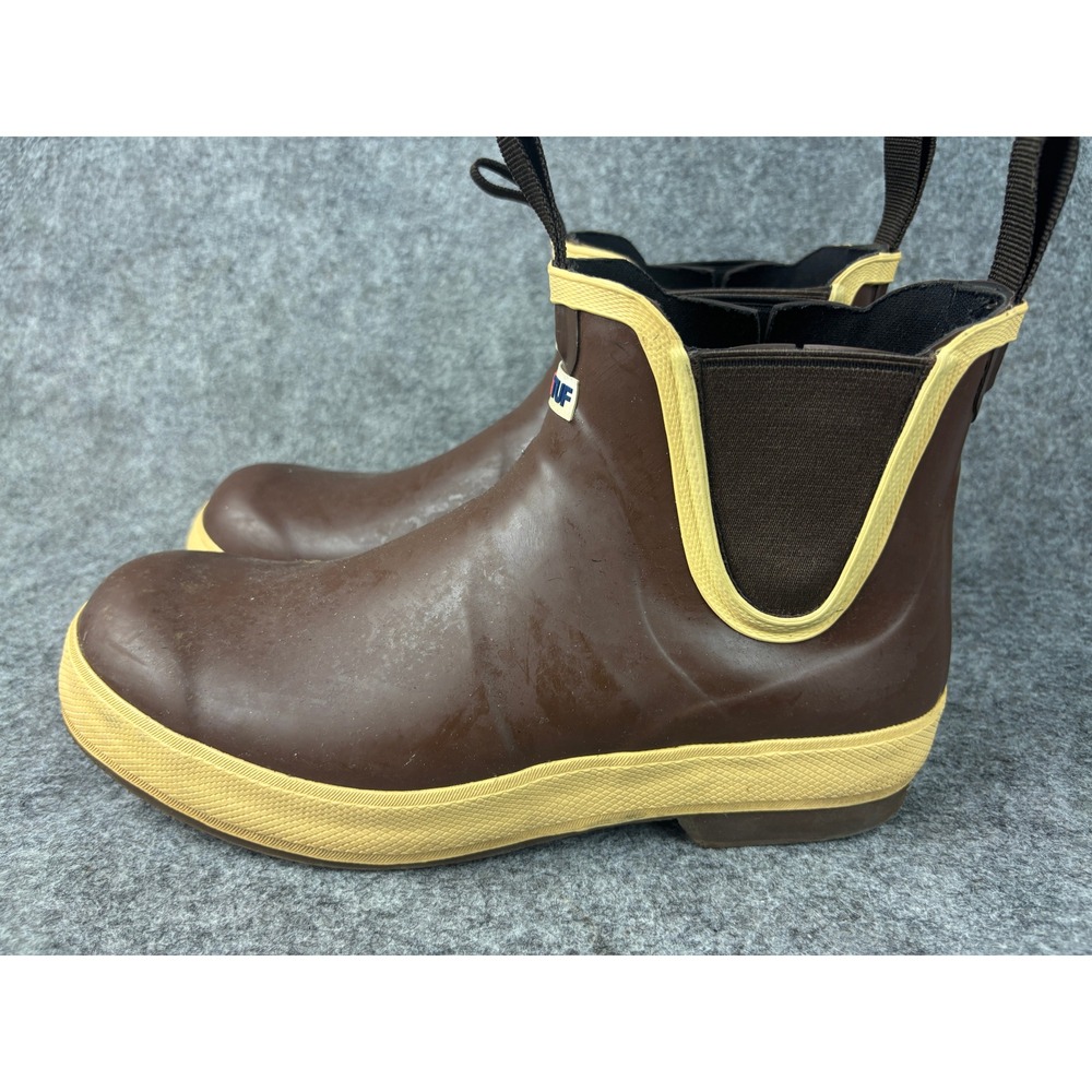 XTRATUF Ankle Deck Boots Mens 10 Brown Waterproof Rubber Slip Resistant Fishing